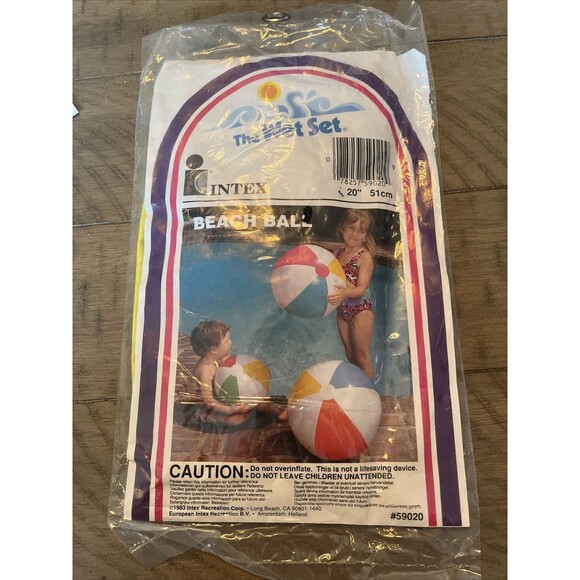 Vintage 1983 Intex The Wet Set 20” Beach Ball #59020 ~ Sealed NOS - Picture 1 of 6
